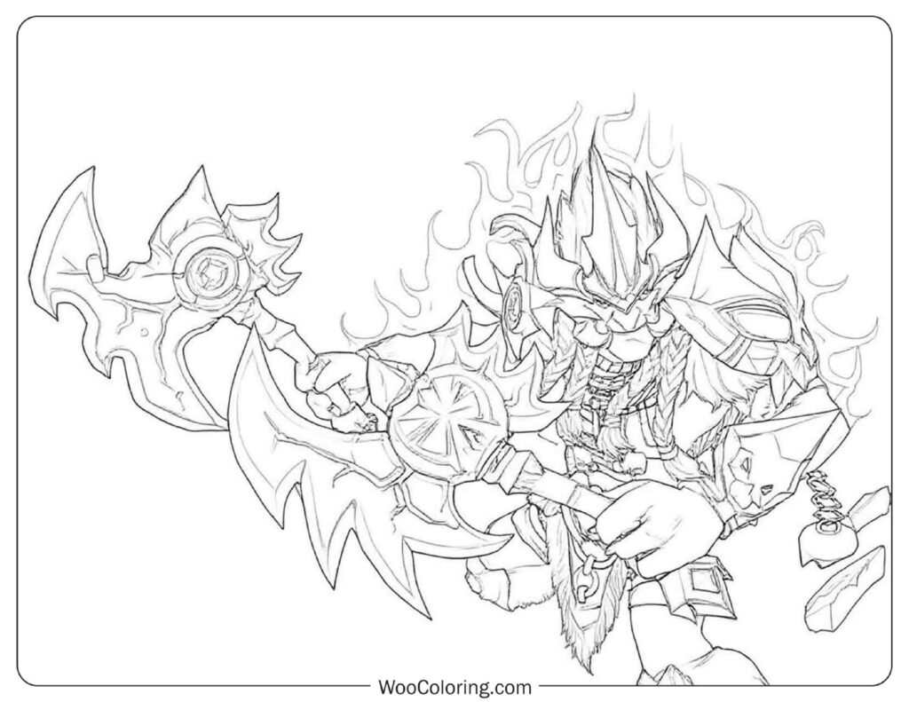 Dota 2 Hero in Battle with Flaming Axes